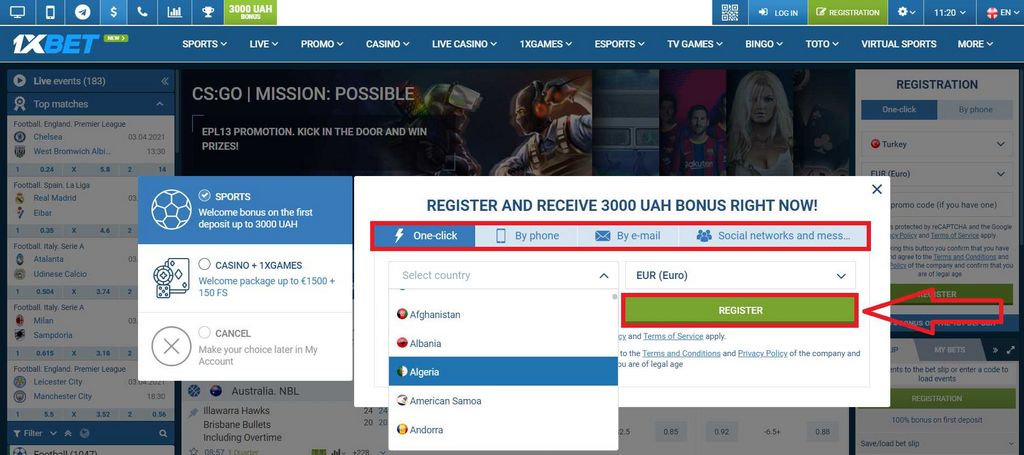 Bagaimana cara mendaftar di 1xBet dengan nomor telepon?